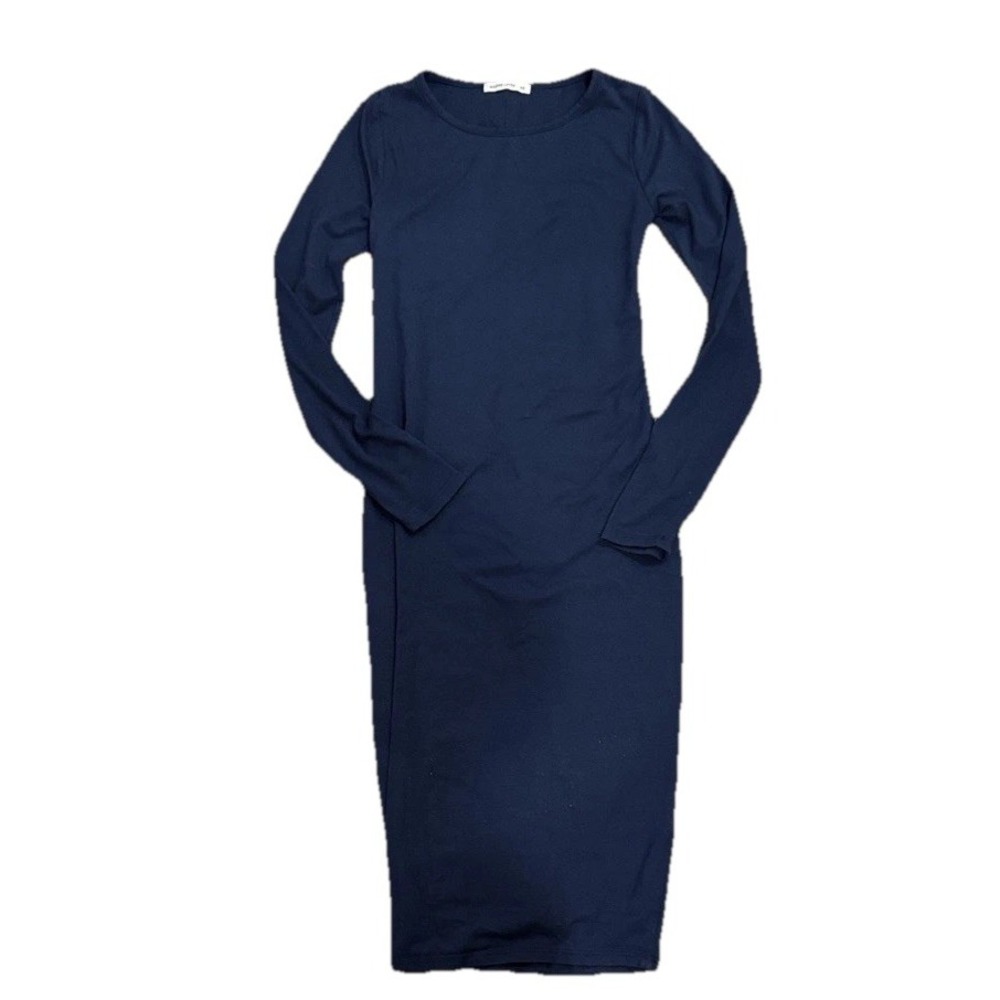 MARINE LAYER Lexi Rib Long Sleeve Midi Washed Black Dress Women's‎ size XS